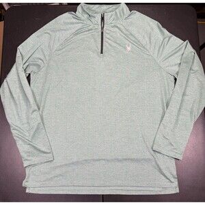 Spyder Active Pullover Mens 2XL Green 1/4 Zip Stretch Long Sleeve Top Athletic